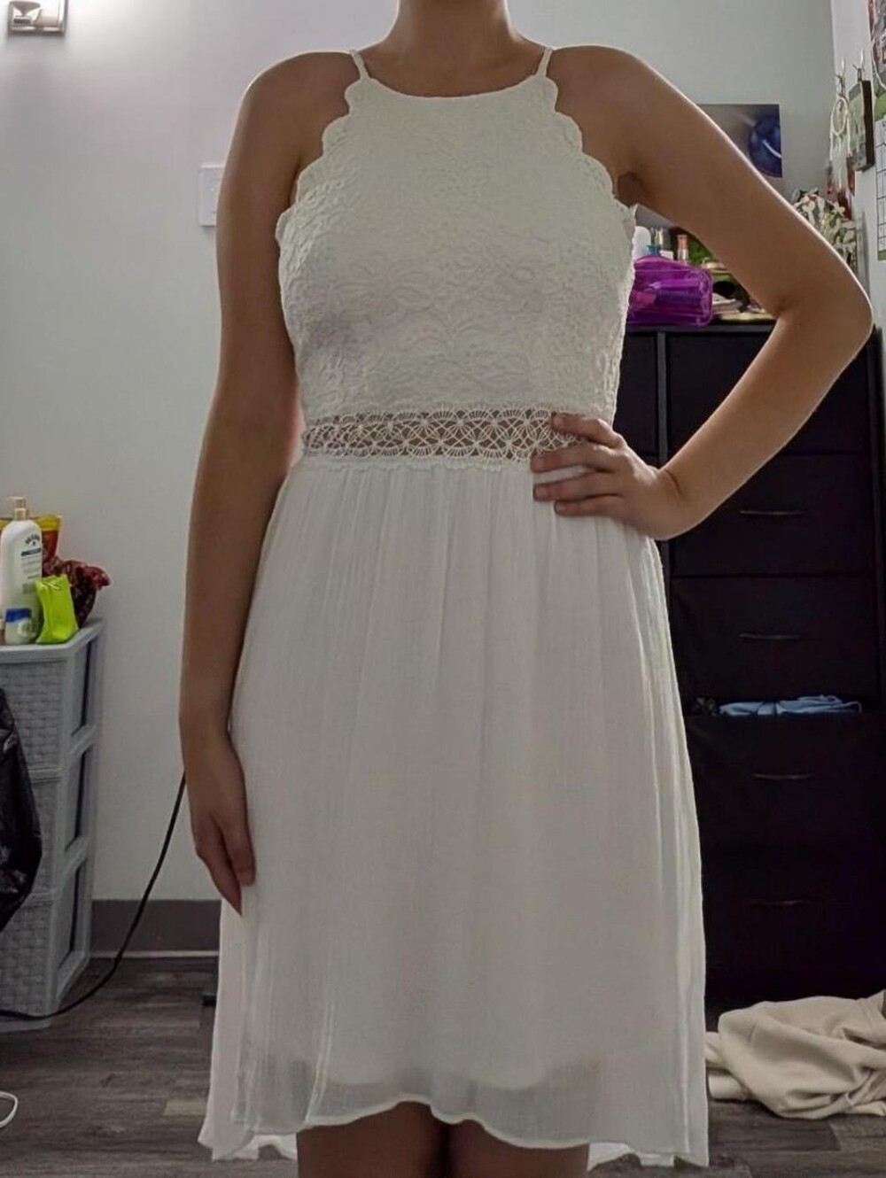 BCX White Lace Crochet Midi Sundress